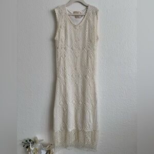 Cream kroshetta by papillon Maxi Dress – Sleeveless Knit Overlay